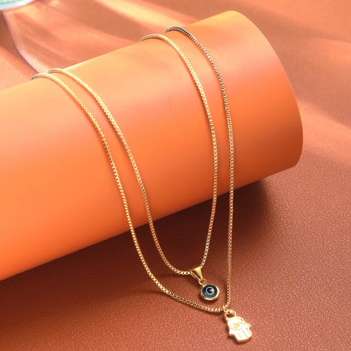 Double Layer Dainty Evil Eye Necklace