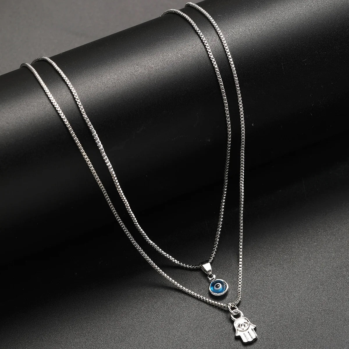 Double Layer Dainty Evil Eye Necklace