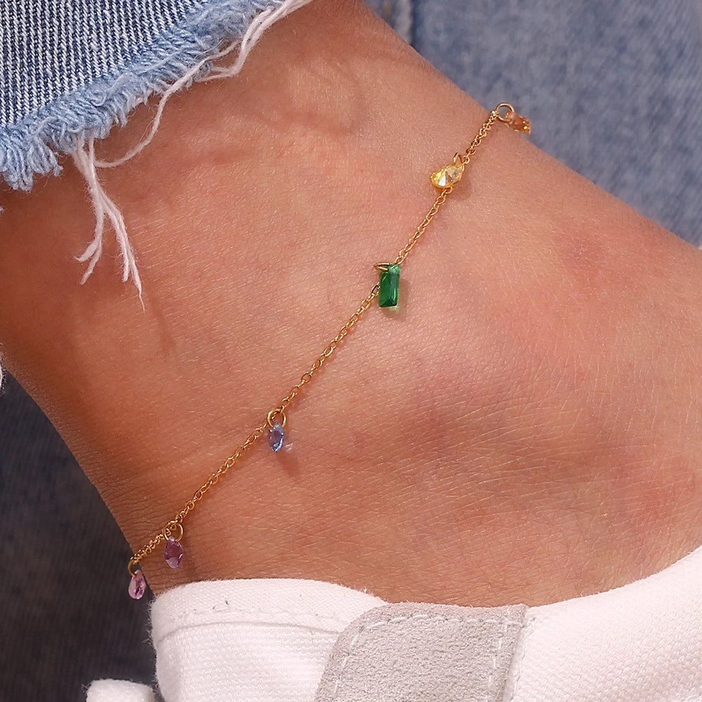 18k Colorful Stone Charm Bracelet