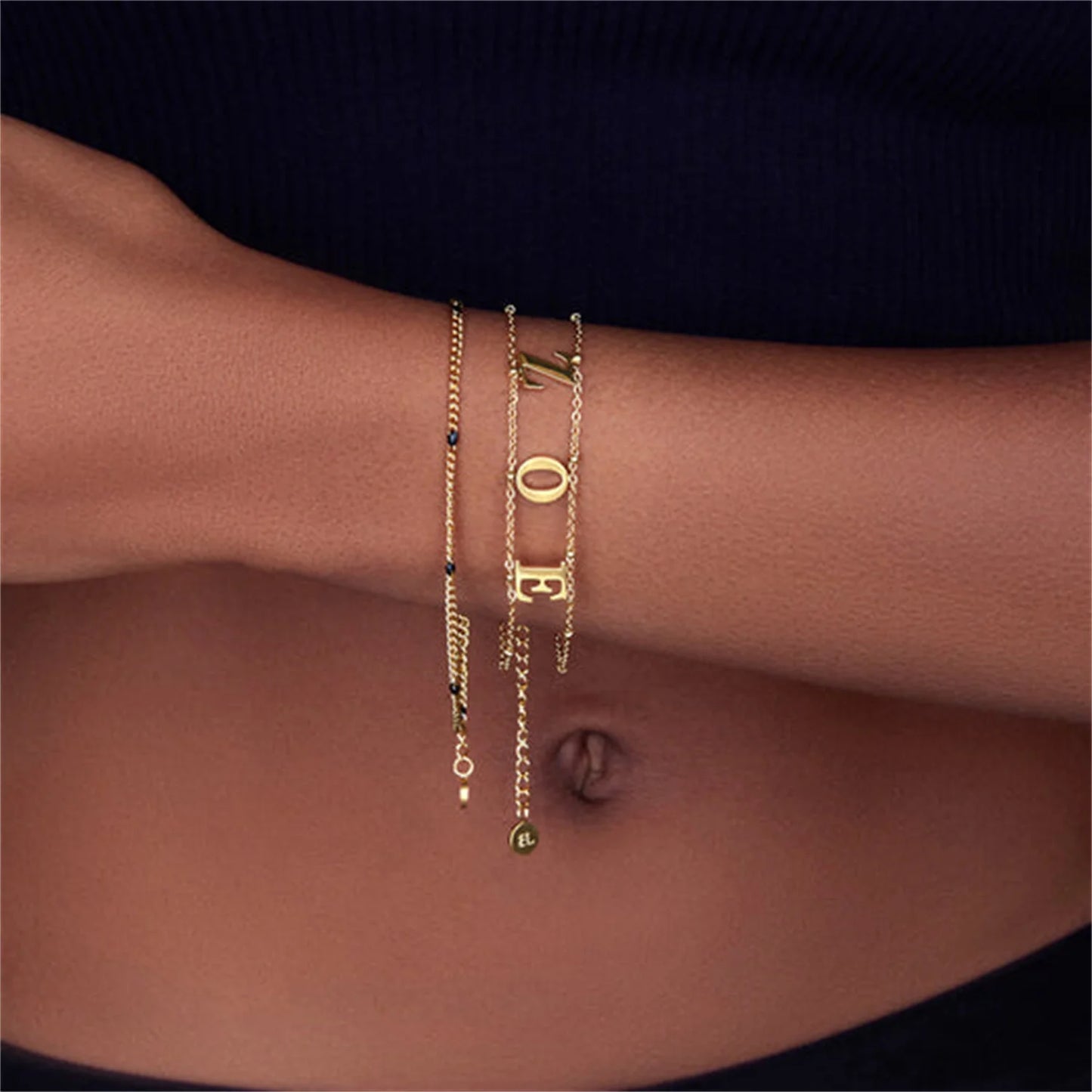 Personalized Double Chain Initial Bracelet