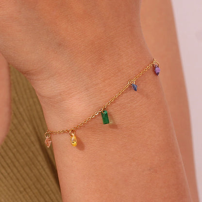 18k Colorful Stone Charm Bracelet