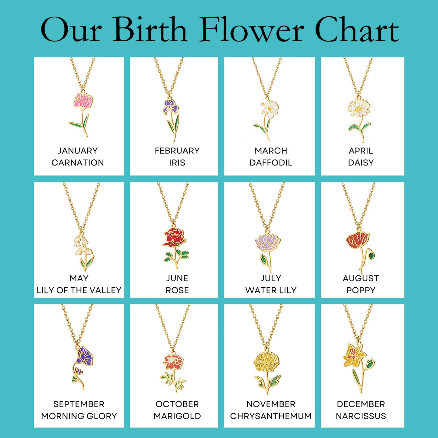 Birth Flower Name Necklace