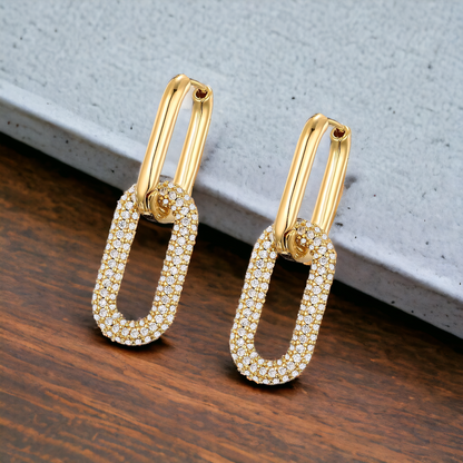 Geometric Oval Hoop Earrings