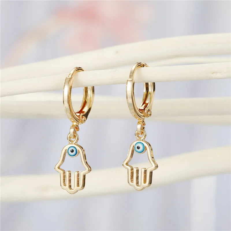 Hollow Evil Eye Hand Earrings