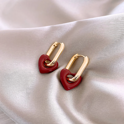 Romantic Wine Heart Earrings