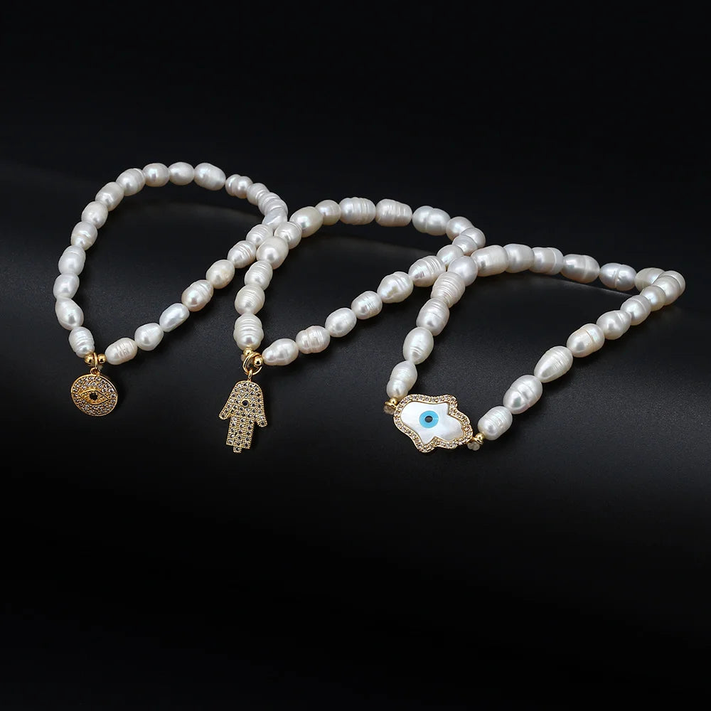 Evil Eye Pearl Bracelets