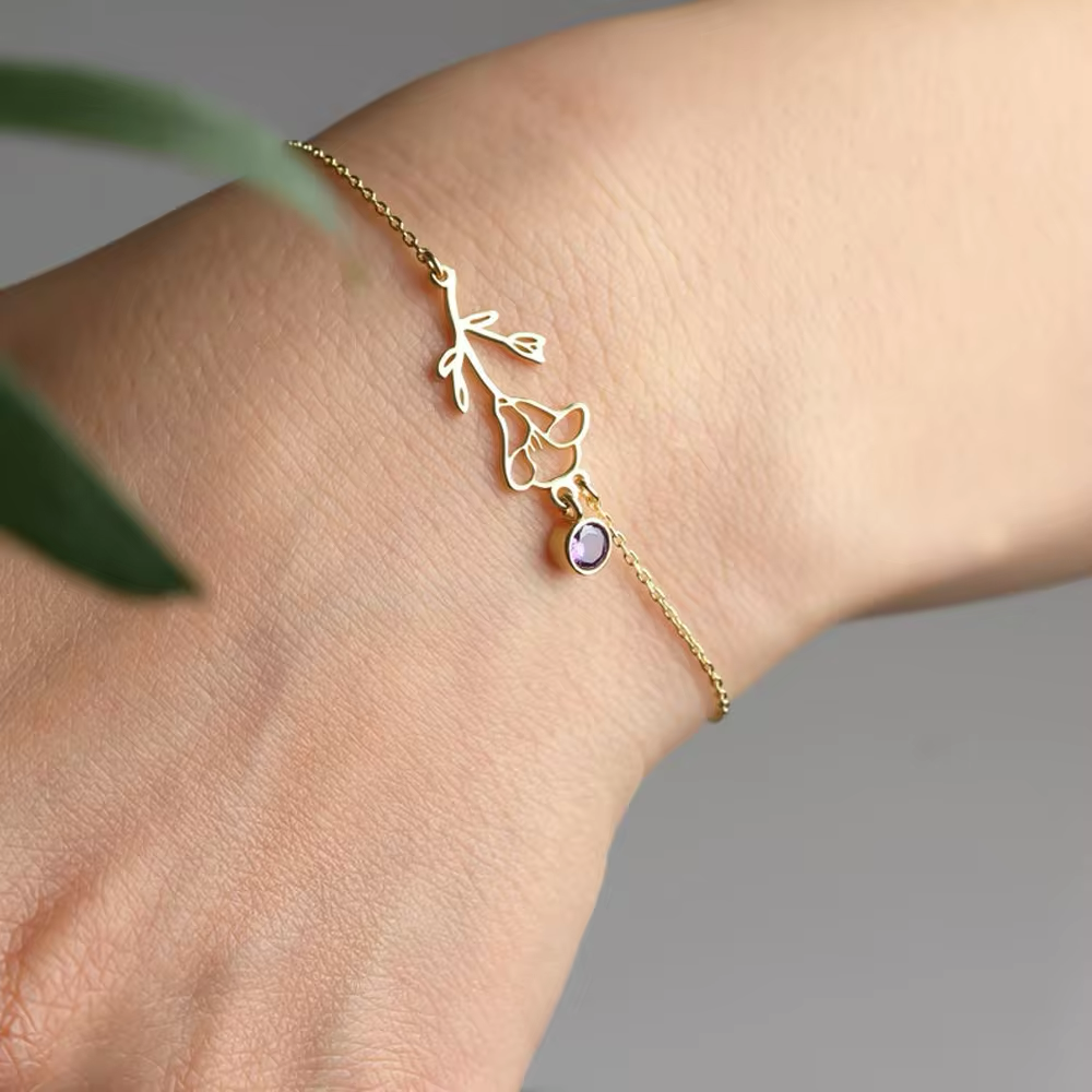 Birthstone & Flower Bracelet