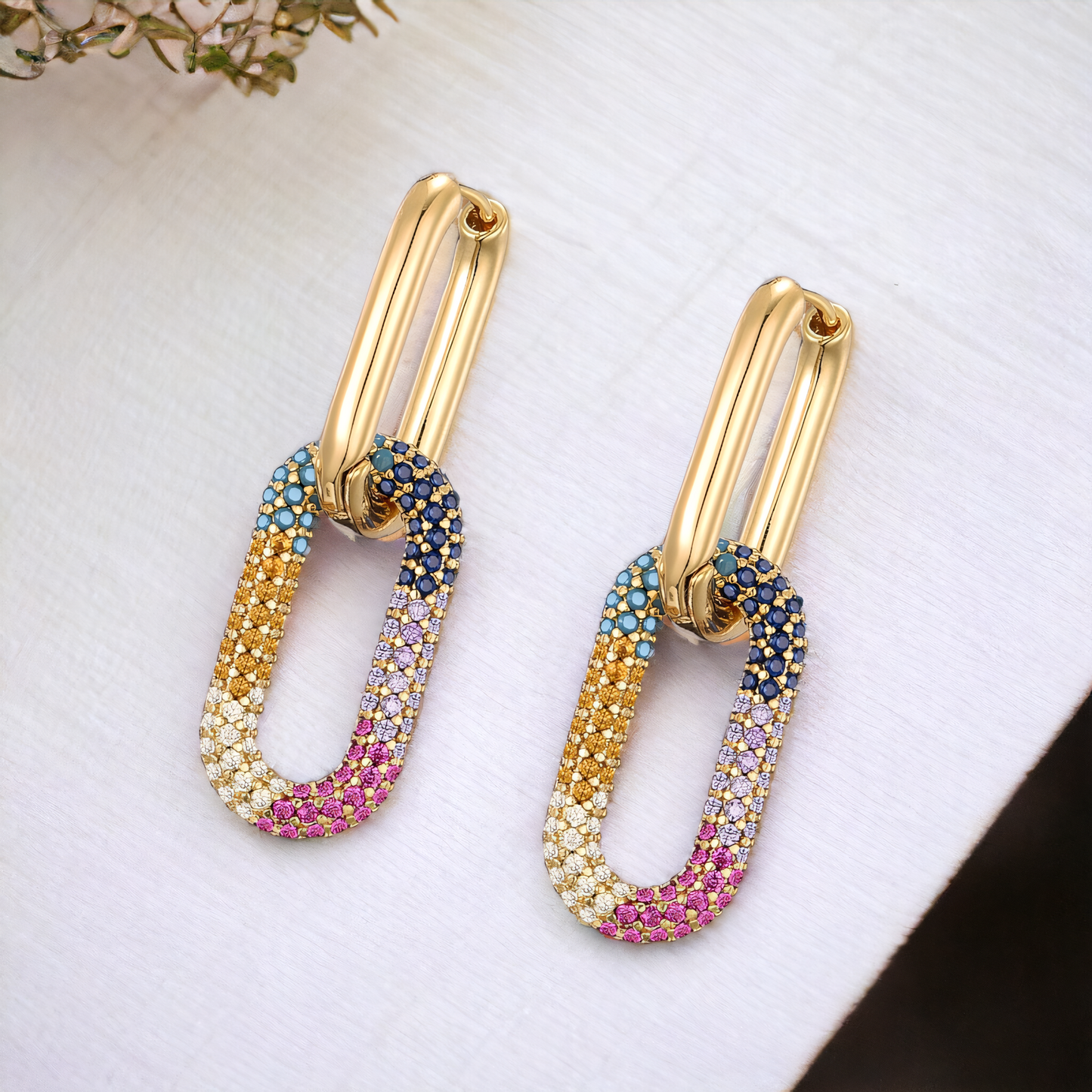 Geometric Oval Hoop Earrings