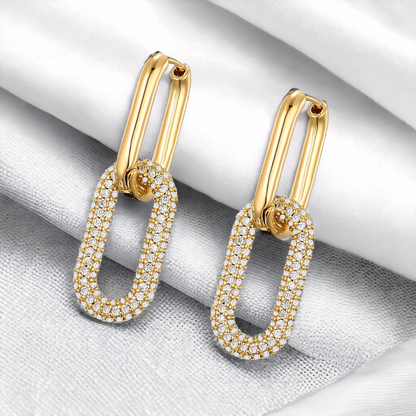 Geometric Oval Hoop Earrings