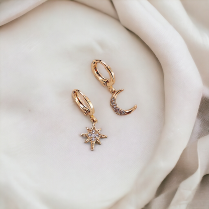 Star and Moon Earrings