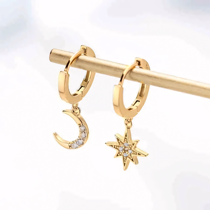 Star and Moon Earrings