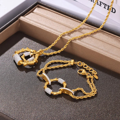 Bamboo Charm Rope Chain Jewelry Set