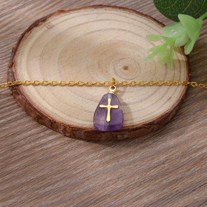 Simple Stone Cross Necklace