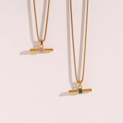 18k Minimal T-Bar Necklace