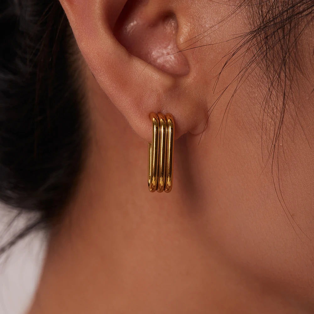 18k Triple Layer Hoop Earrings