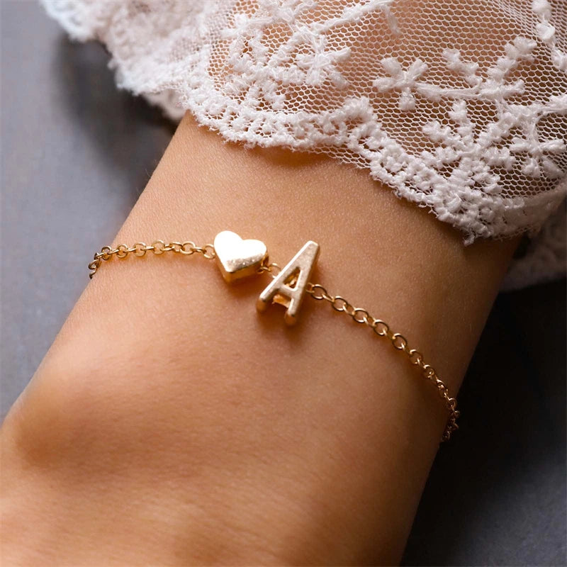 Heart Initial Bracelet