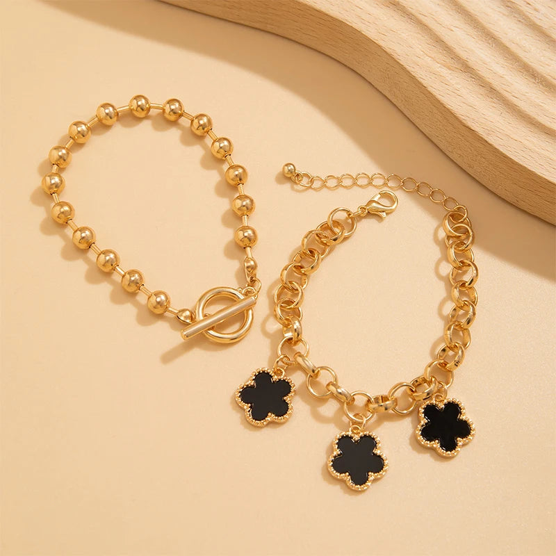 Clover Bead Bracelet Set