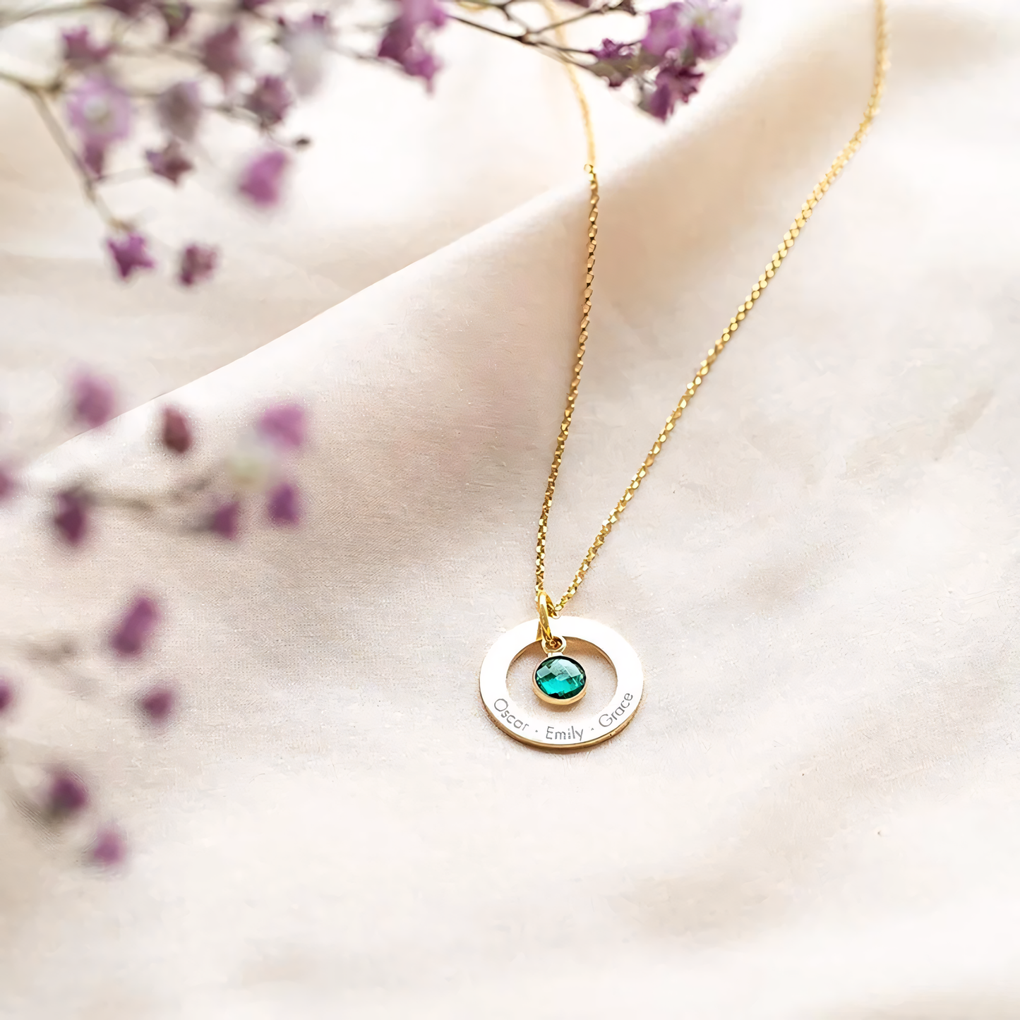 Custom Birthstone Ring Necklace