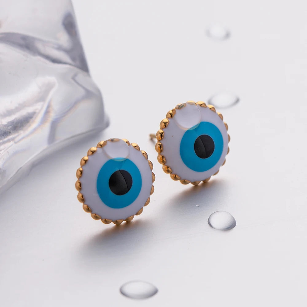 18k Minimal Evil Eye Earrings