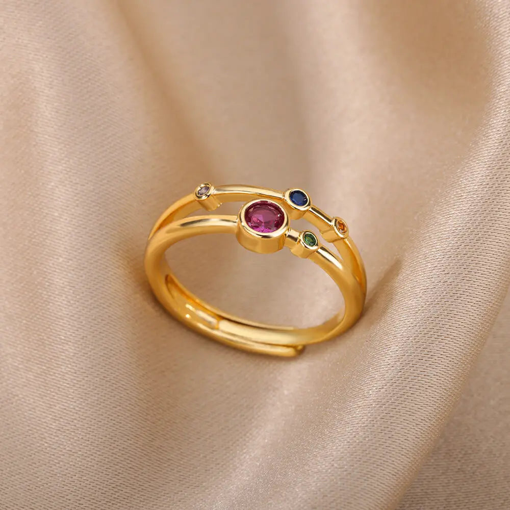 Colorful Geometric Stone Ring