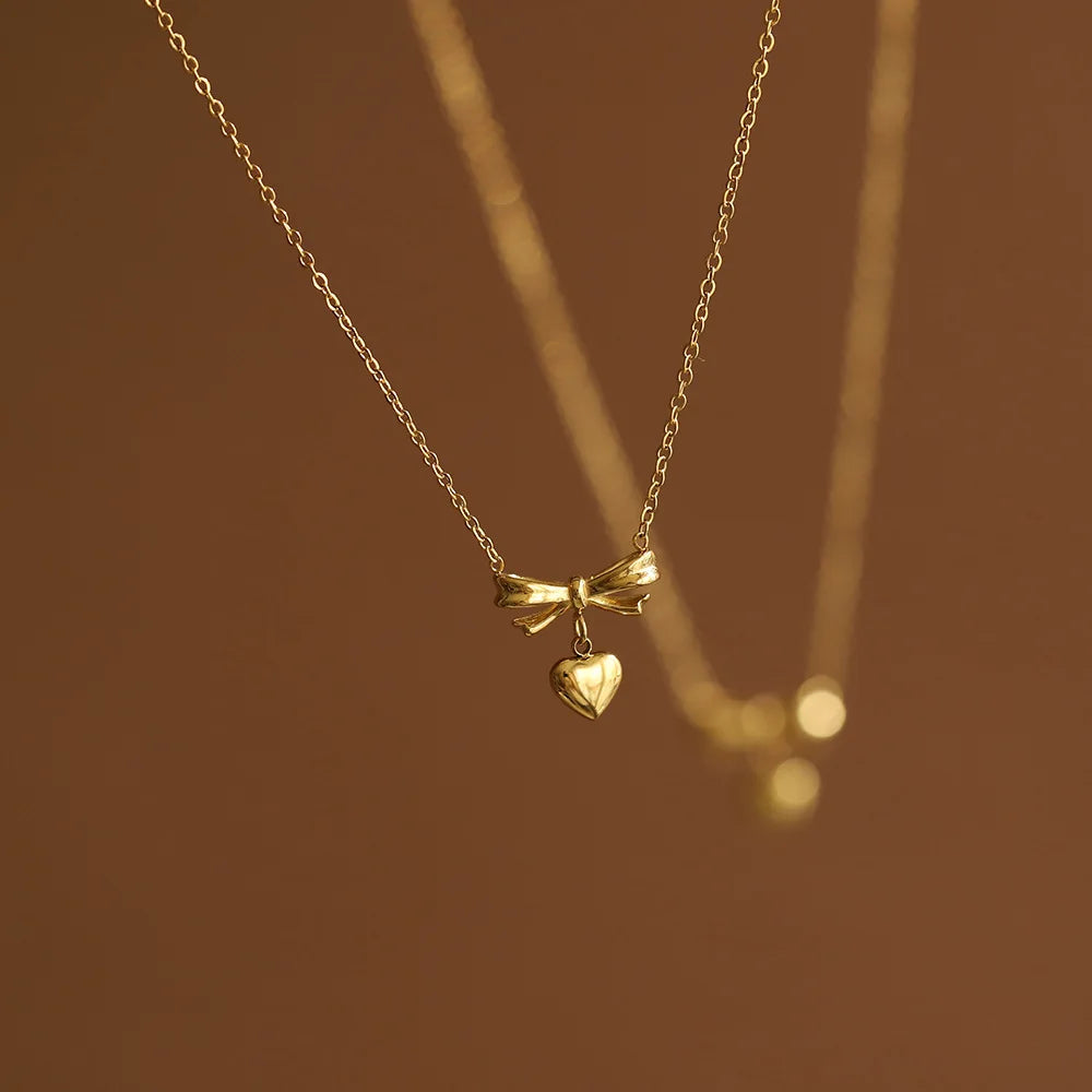 Sweet Heart Bow Necklace