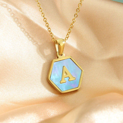 Colorful Hexagon Initial Necklace