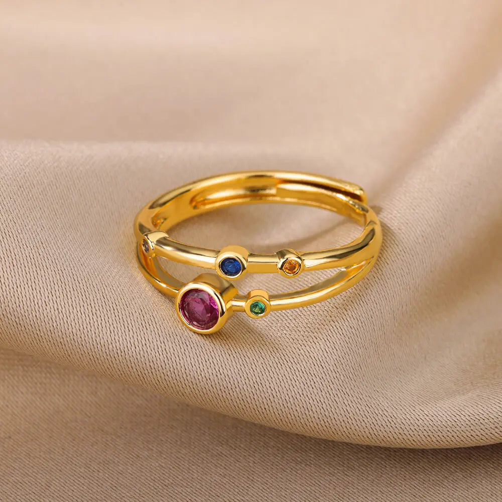 Colorful Geometric Stone Ring