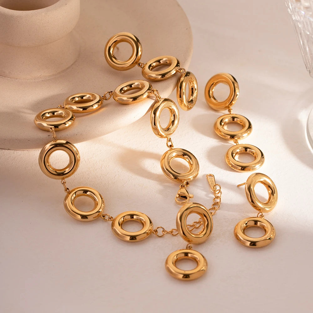 18k Circle Hoops Jewelry Set