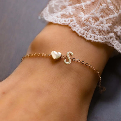 Heart Initial Bracelet