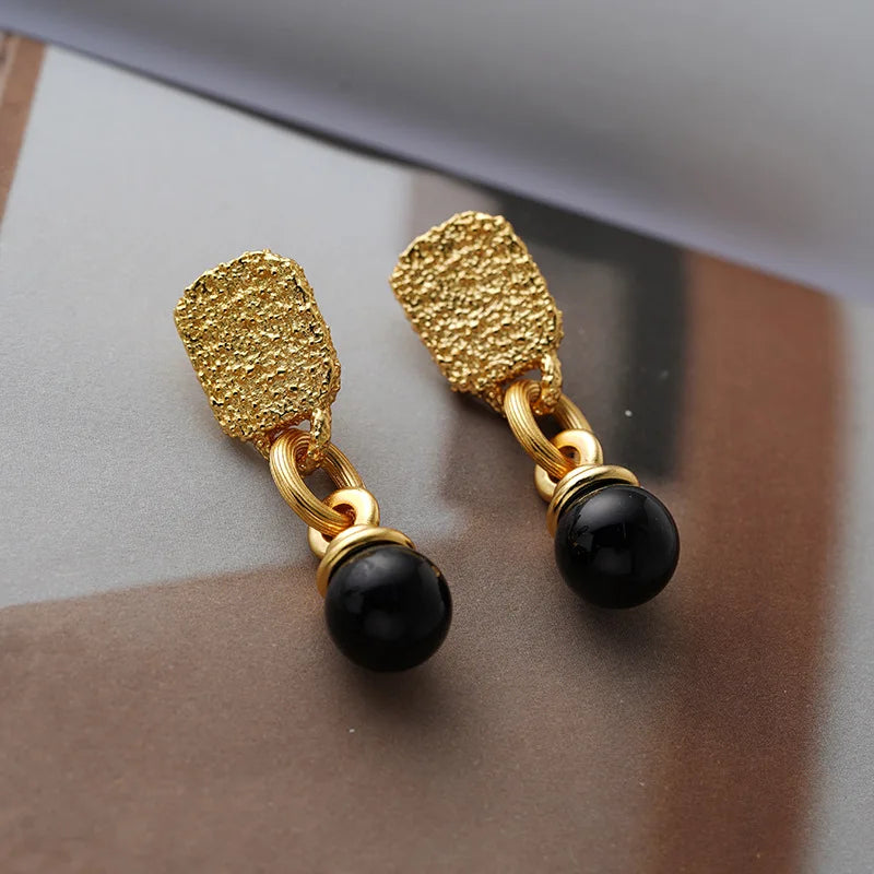 Elegant Black Ball Earrings