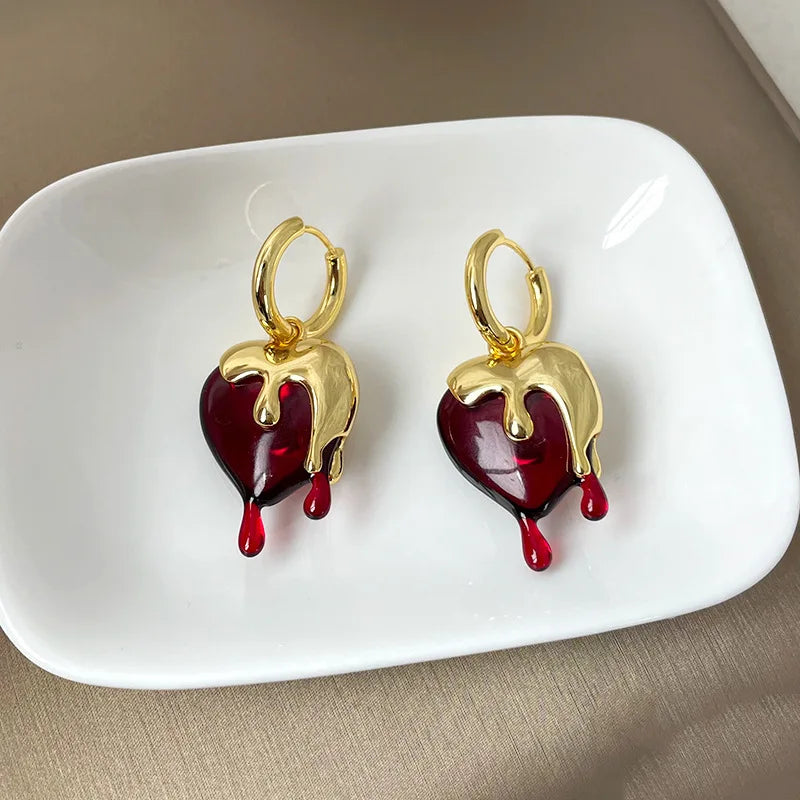 Dripping Heart Earrings