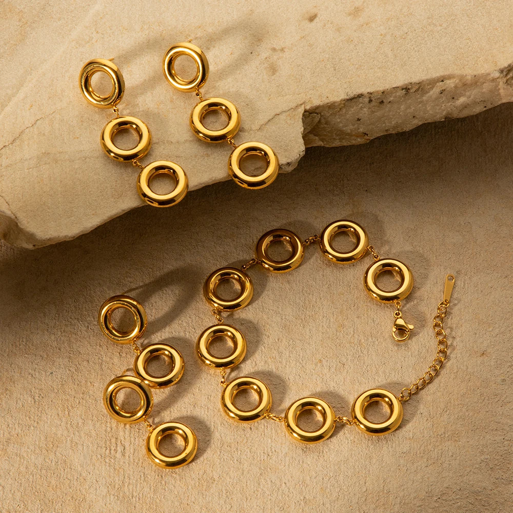 18k Circle Hoops Jewelry Set