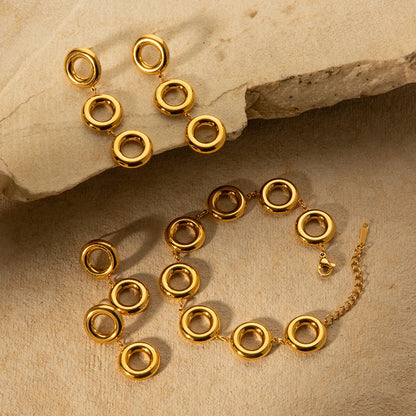 18k Circle Hoops Jewelry Set