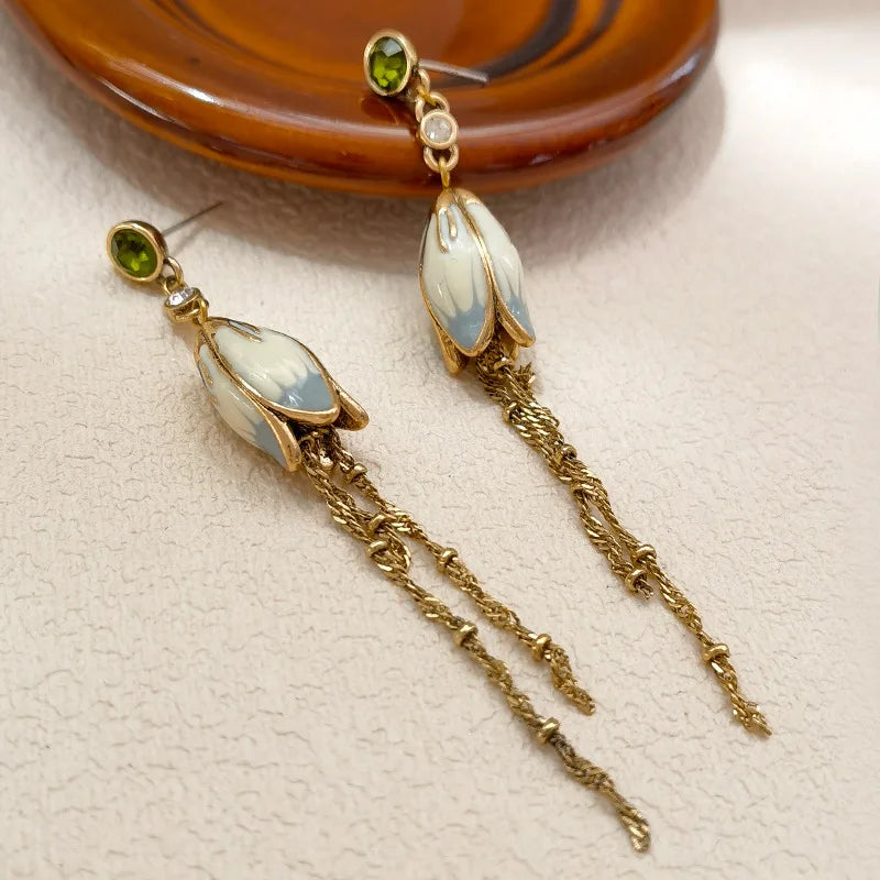 Lotus Tassel Earrings