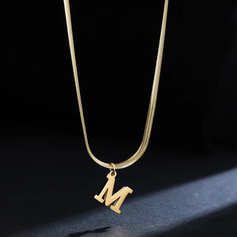 Snake Chain Initial Necklace