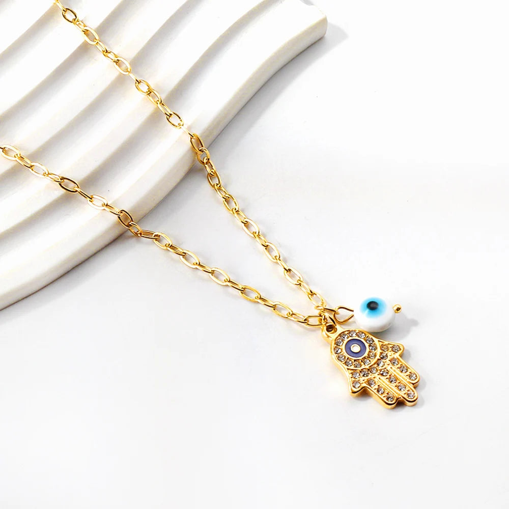 18k Classic Evil Eye Charm Necklace