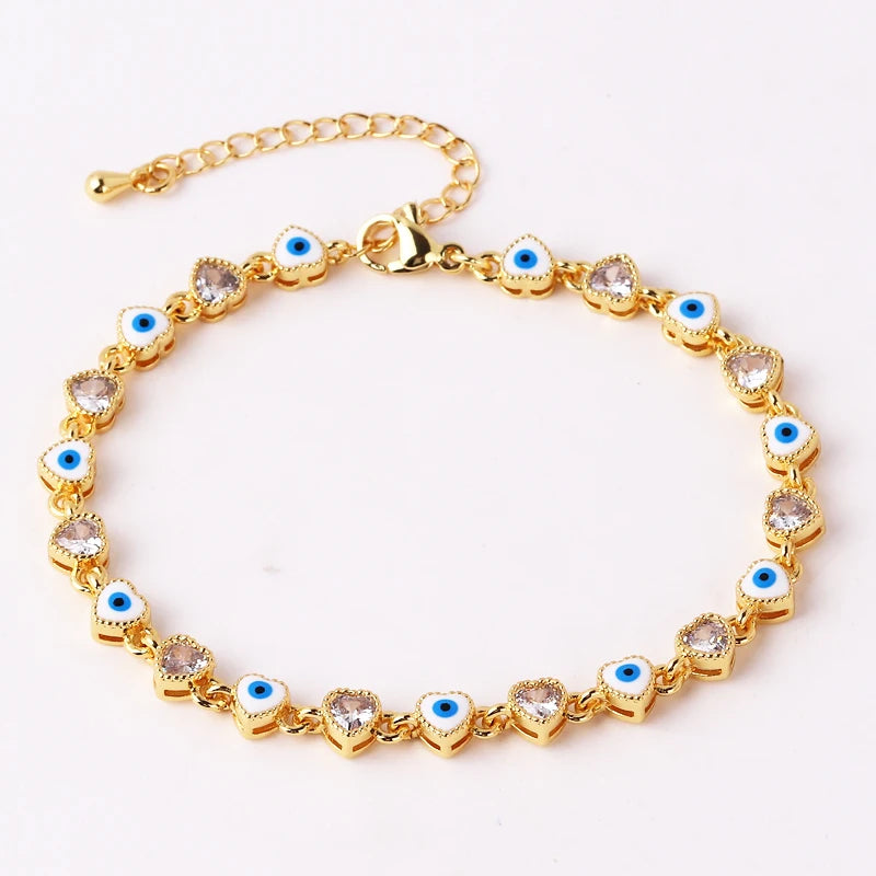 18k Heart Evil Eye Bracelets