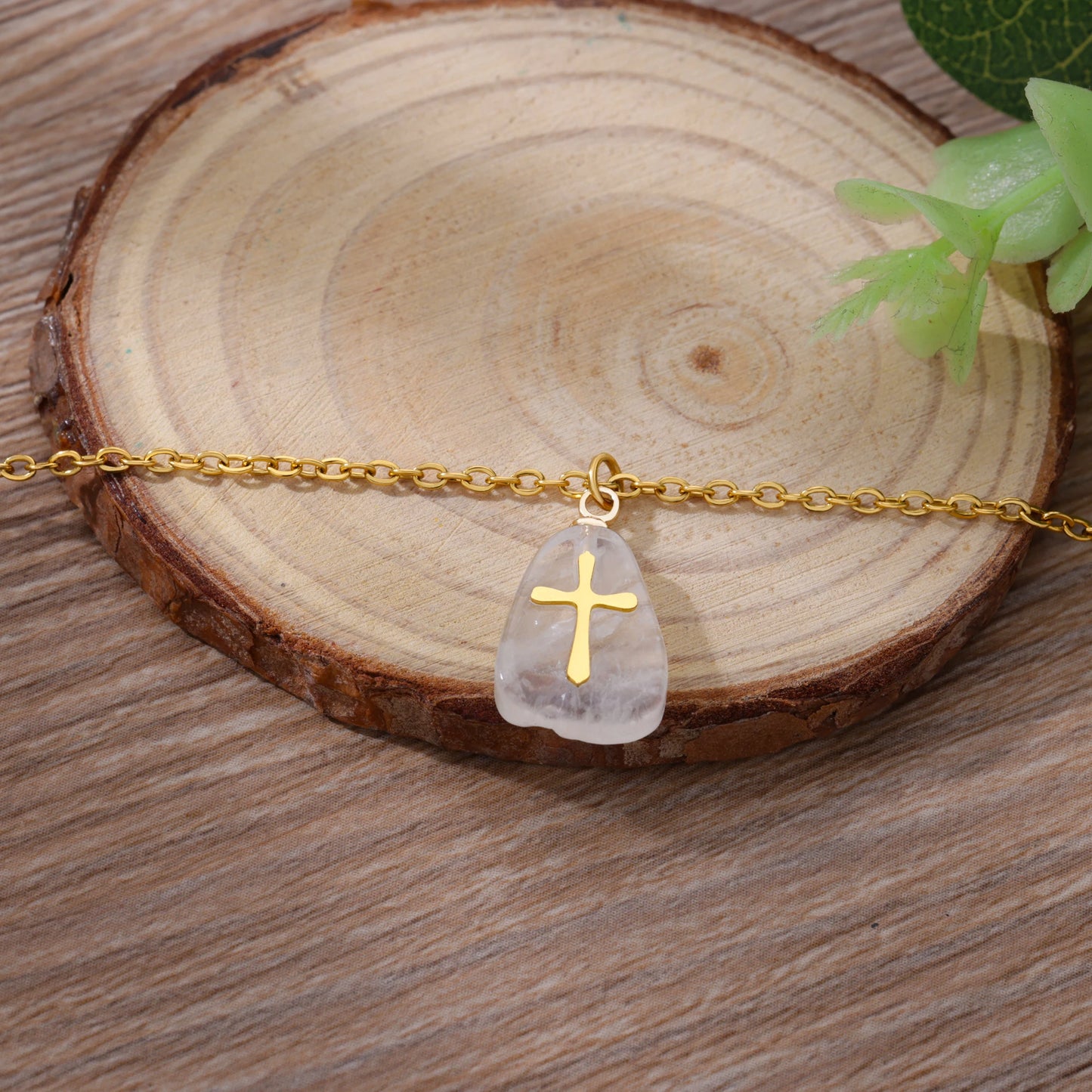 Simple Stone Cross Necklace