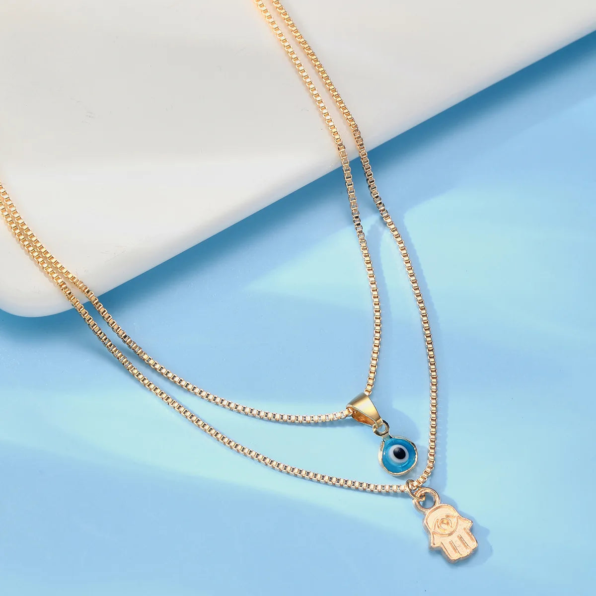 Double Layer Dainty Evil Eye Necklace