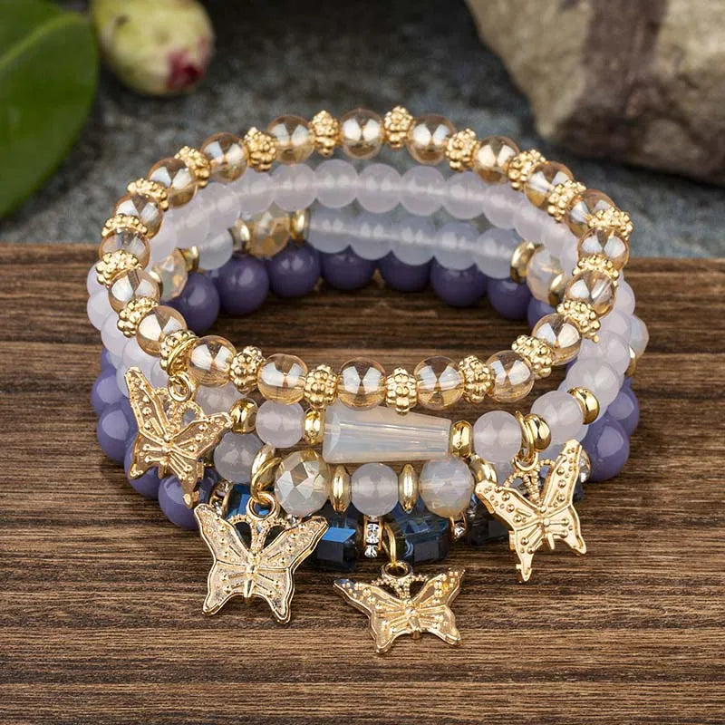 4PC Boho Butterfly Stack Bracelets