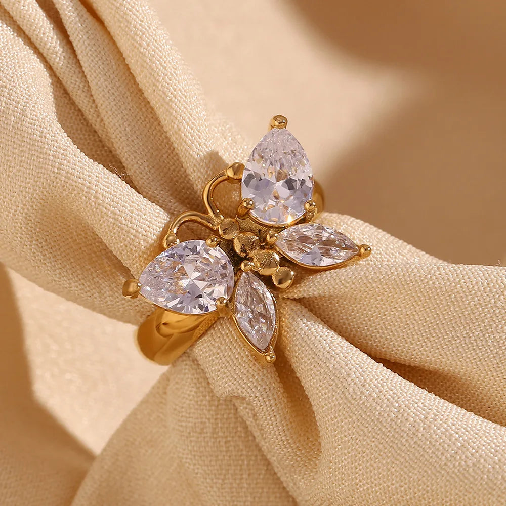 18k Crystal Butterfly Ring