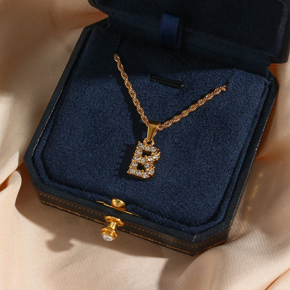 18k Crystal Initial Rope Chain