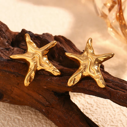 18k Hammered Starfish Earrings