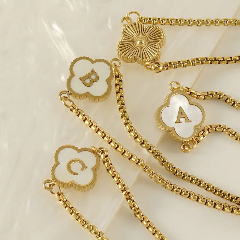 Clover Initial Necklace & Bracelet