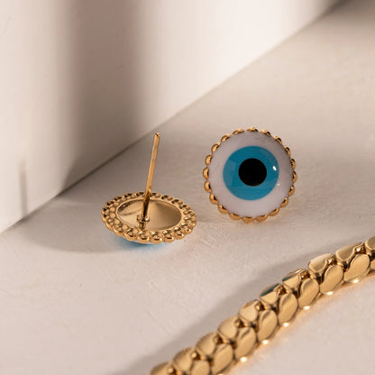 18k Minimal Evil Eye Earrings