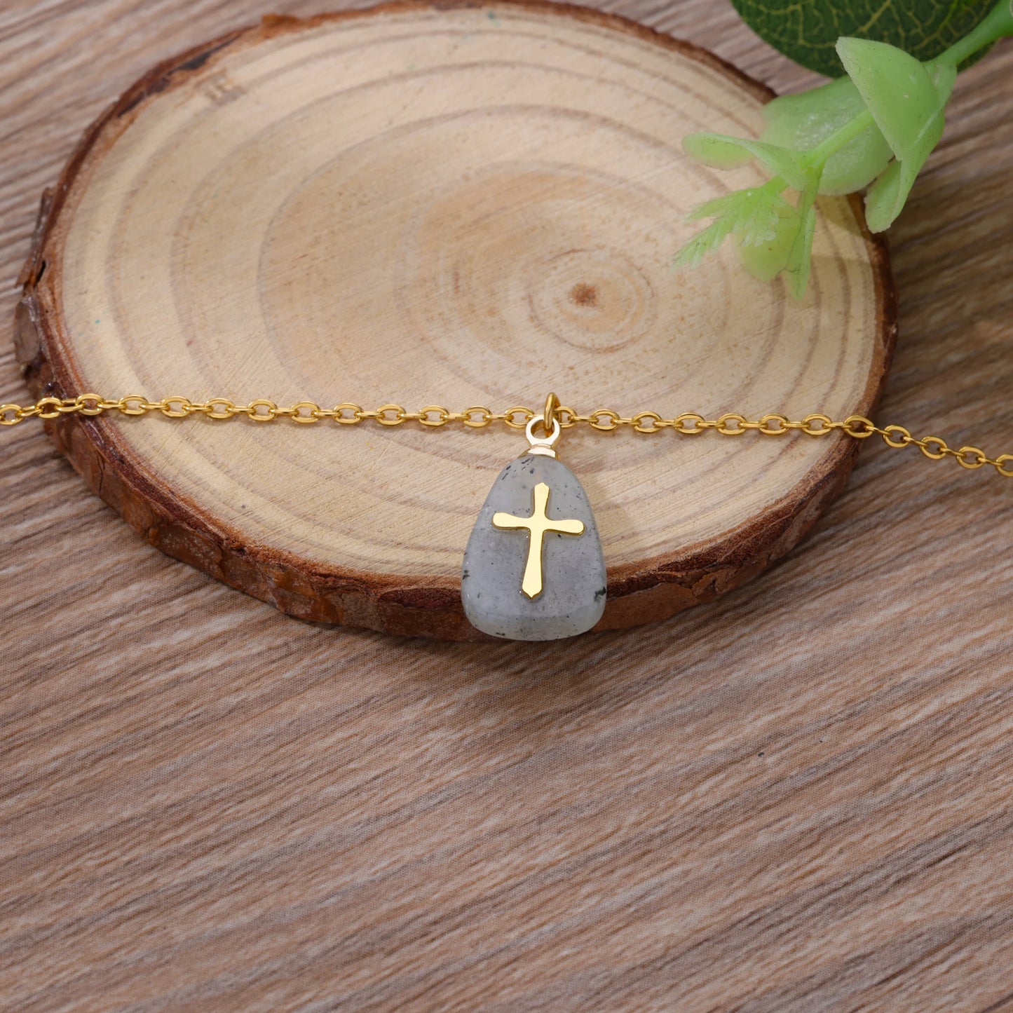 Simple Stone Cross Necklace