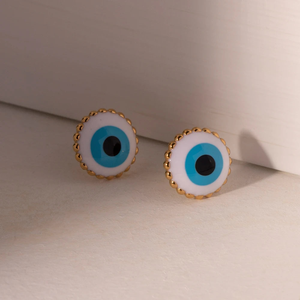 18k Minimal Evil Eye Earrings