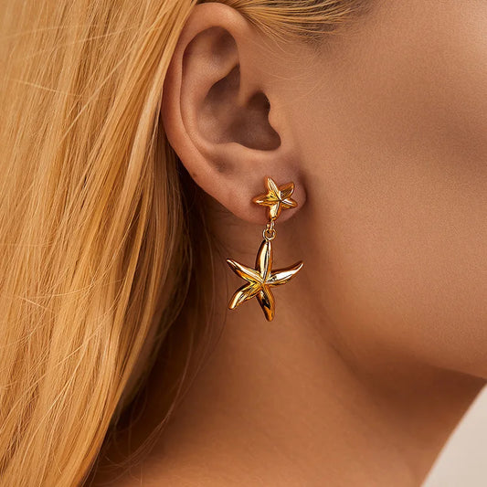 18k Dainty Starfish Earrings