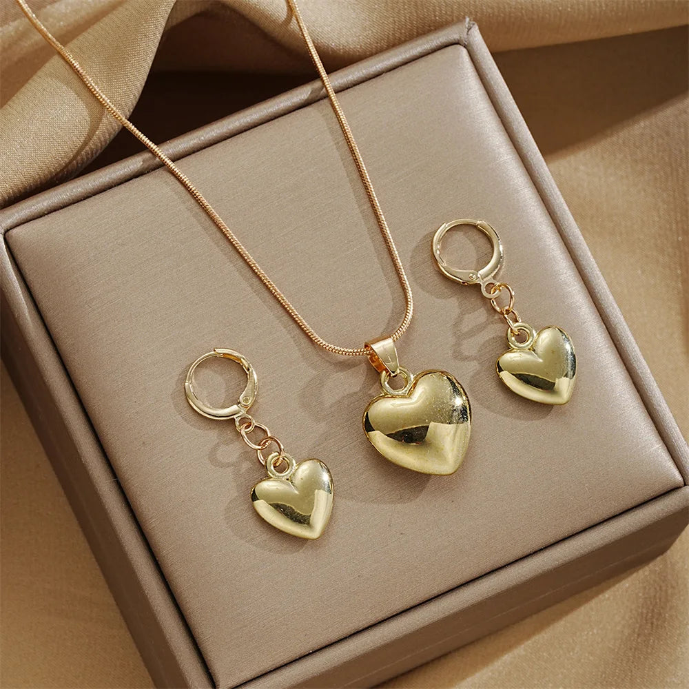 Heart Necklace & Earrings Set