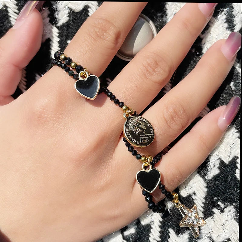 Obsidian Charm Ring